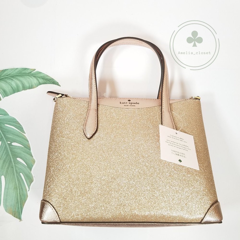 MAKE AN OFFER Kate Spade purse Shimmy Glitter Satchel Crossbody bag gold